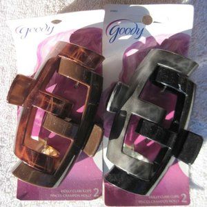 2 Goody Large Plastic Holly Jaw Claw Clips 6 Teeth Extra Inside Thick Hair Grip